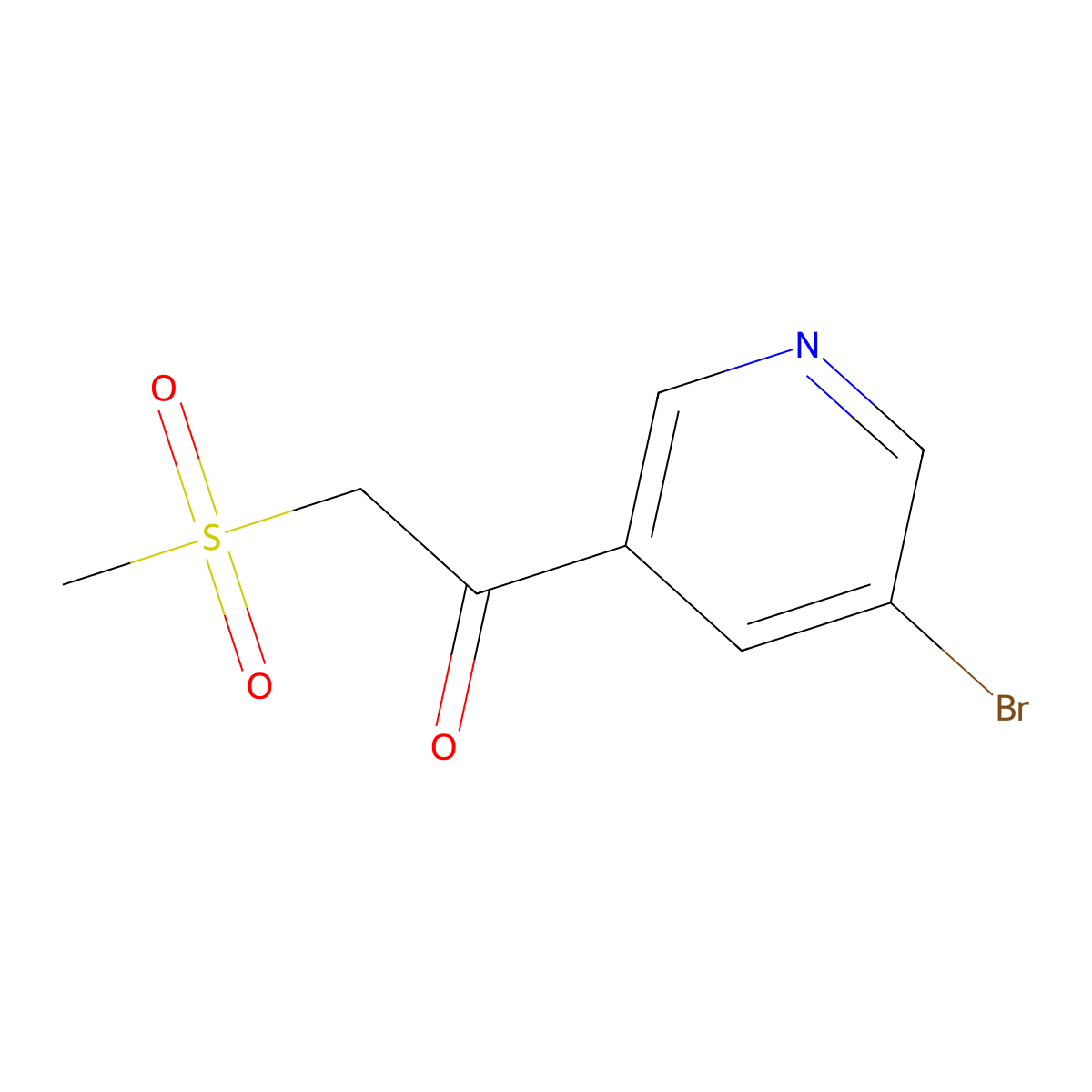 1-(5-Bromopyridin-3-yl)-2-(methylsulfonyl)ethanone molecular structure, CAS 386715-50-0