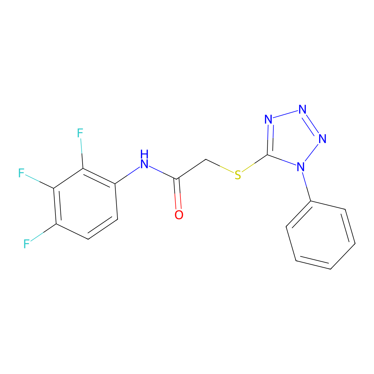 2-(1-phenyltetrazol-5-yl)sulfanyl-N-(2,3,4-trifluorophenyl)acetamide molecular structure, CAS 386716-52-5