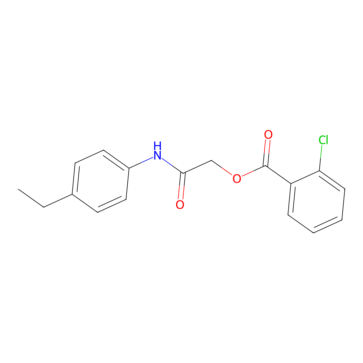 [(4-Ethylphenyl)carbamoyl]methyl 2-chlorobenzoate molecular structure, CAS 386729-84-6