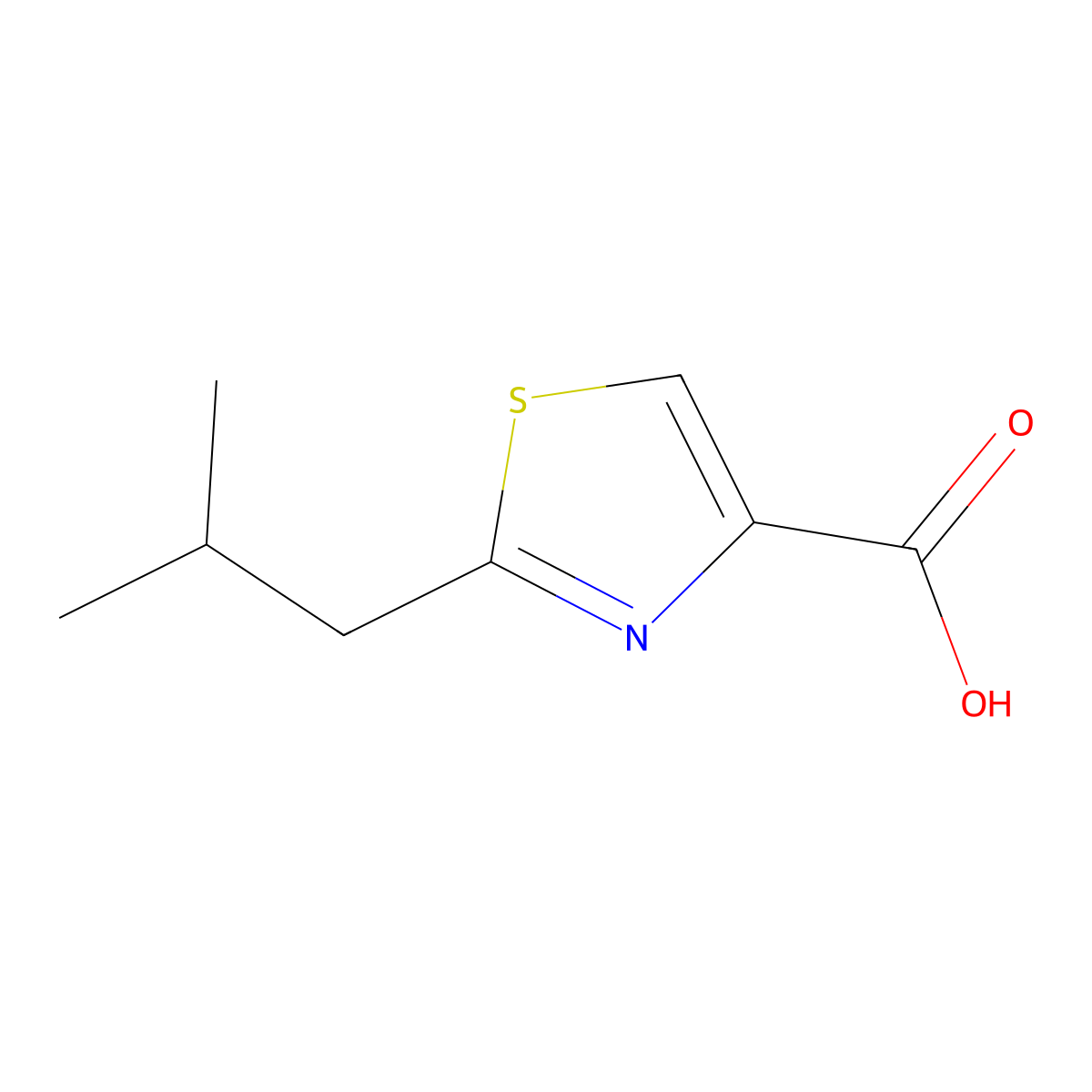2-(2-Methylpropyl)-1,3-thiazole-4-carboxylic acid molecular structure, CAS 386730-36-5