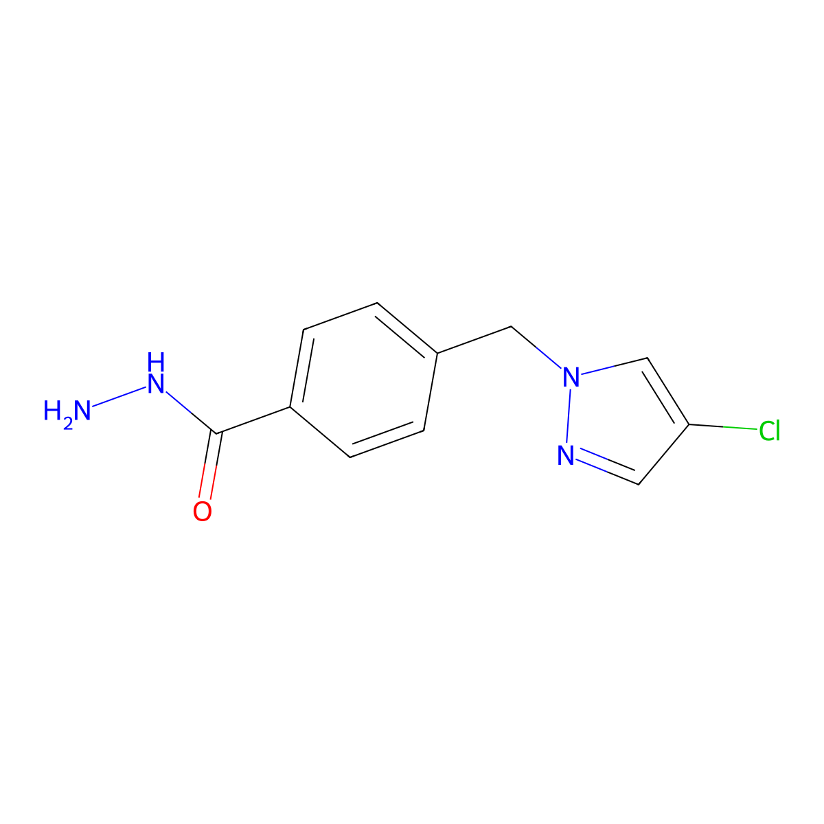 4-[(4-Chloro-1H-pyrazol-1-yl)methyl]benzohydrazide molecular structure, CAS 386736-92-1