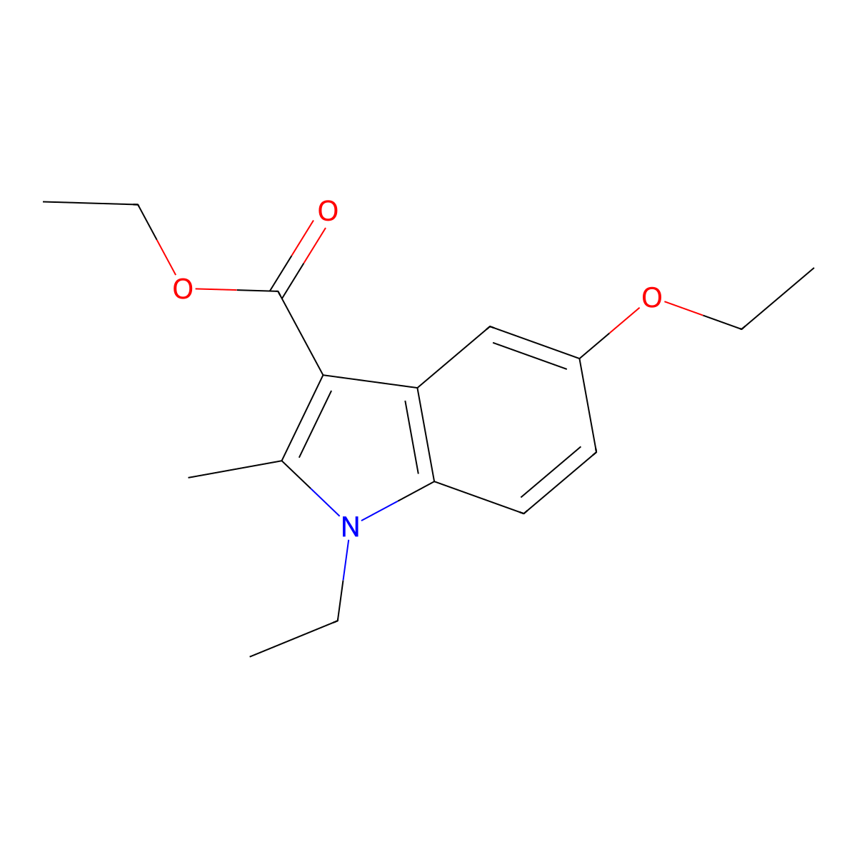 ethyl 5-ethoxy-1-ethyl-2-methyl-1H-indole-3-carboxylate molecular structure, CAS 386744-01-0