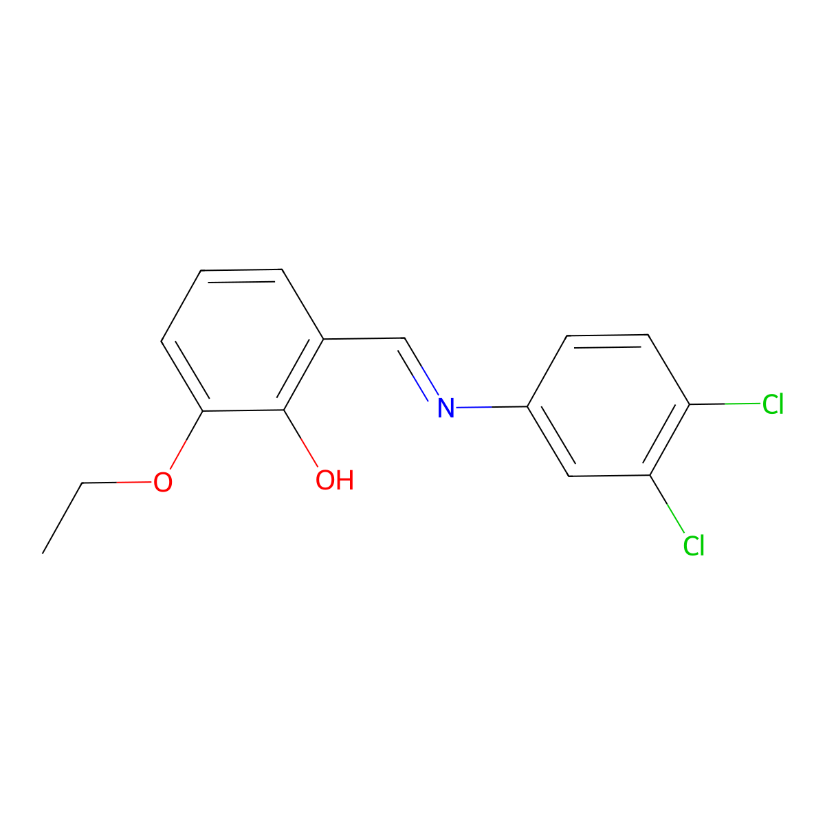 2-{(E)-[(3,4-dichlorophenyl)imino]methyl}-6-ethoxyphenol molecular structure, CAS 386757-41-1