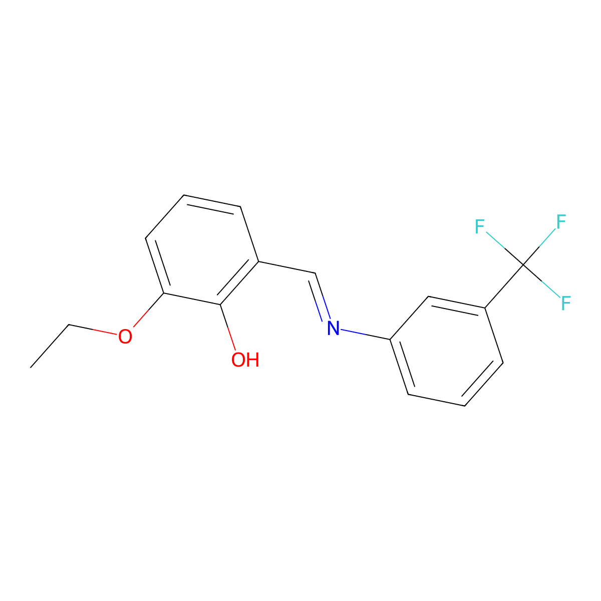 2-ethoxy-6-((E)-{[3-(trifluoromethyl)phenyl]imino}methyl)phenol molecular structure, CAS 386761-95-1