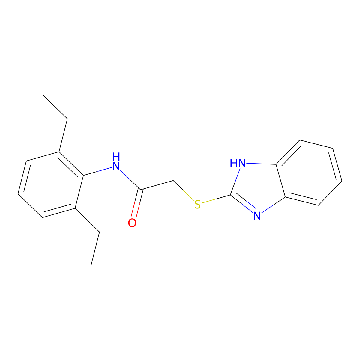 2-(1H-benzimidazol-2-ylsulfanyl)-N-(2,6-diethylphenyl)acetamide molecular structure, CAS 386764-01-8