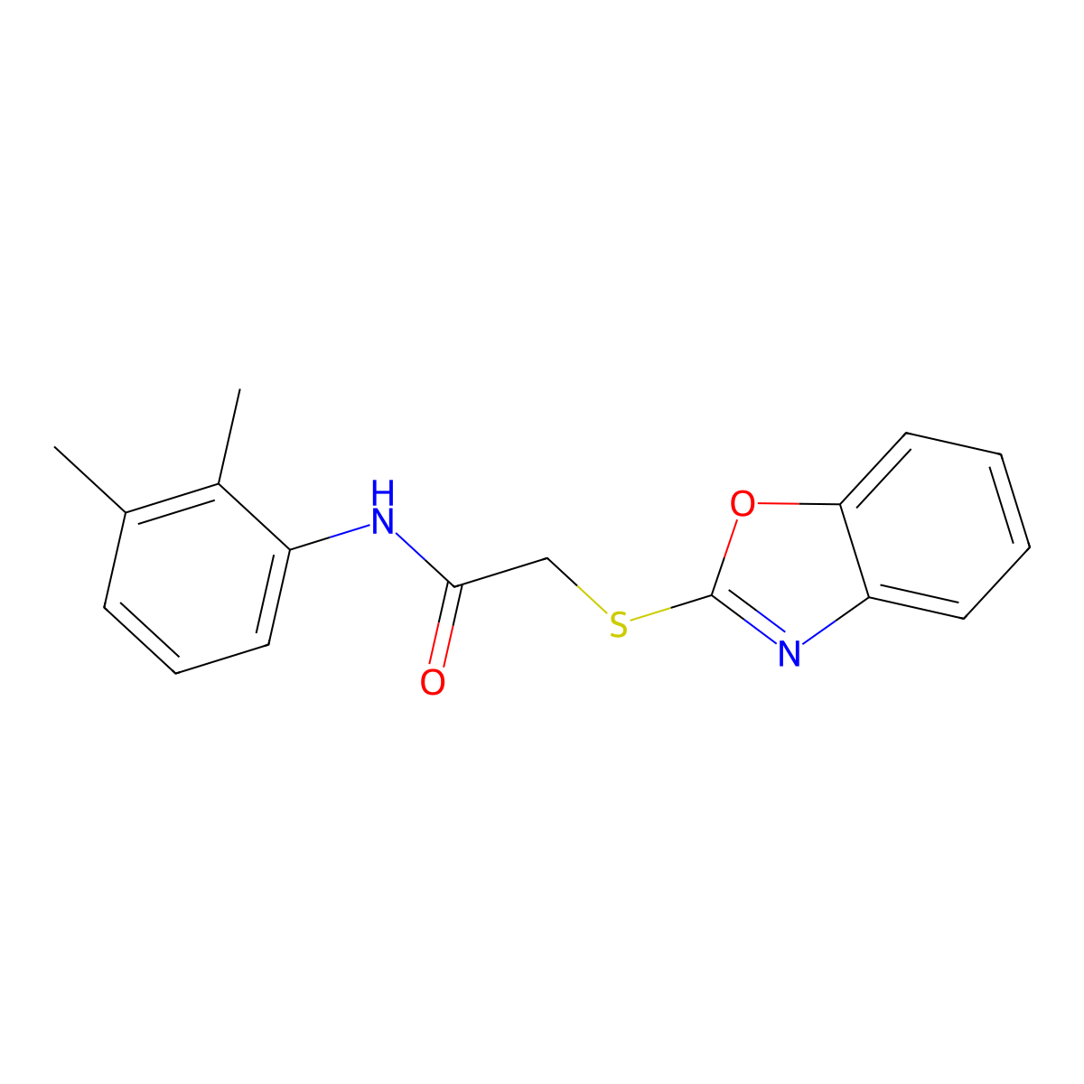 2-(1,3-benzoxazol-2-ylsulfanyl)-N-(2,3-dimethylphenyl)acetamide molecular structure, CAS 386764-31-4