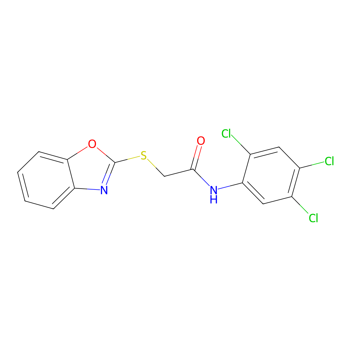 2-(1,3-benzoxazol-2-ylsulfanyl)-N-(2,4,5-trichlorophenyl)acetamide molecular structure, CAS 386764-88-1