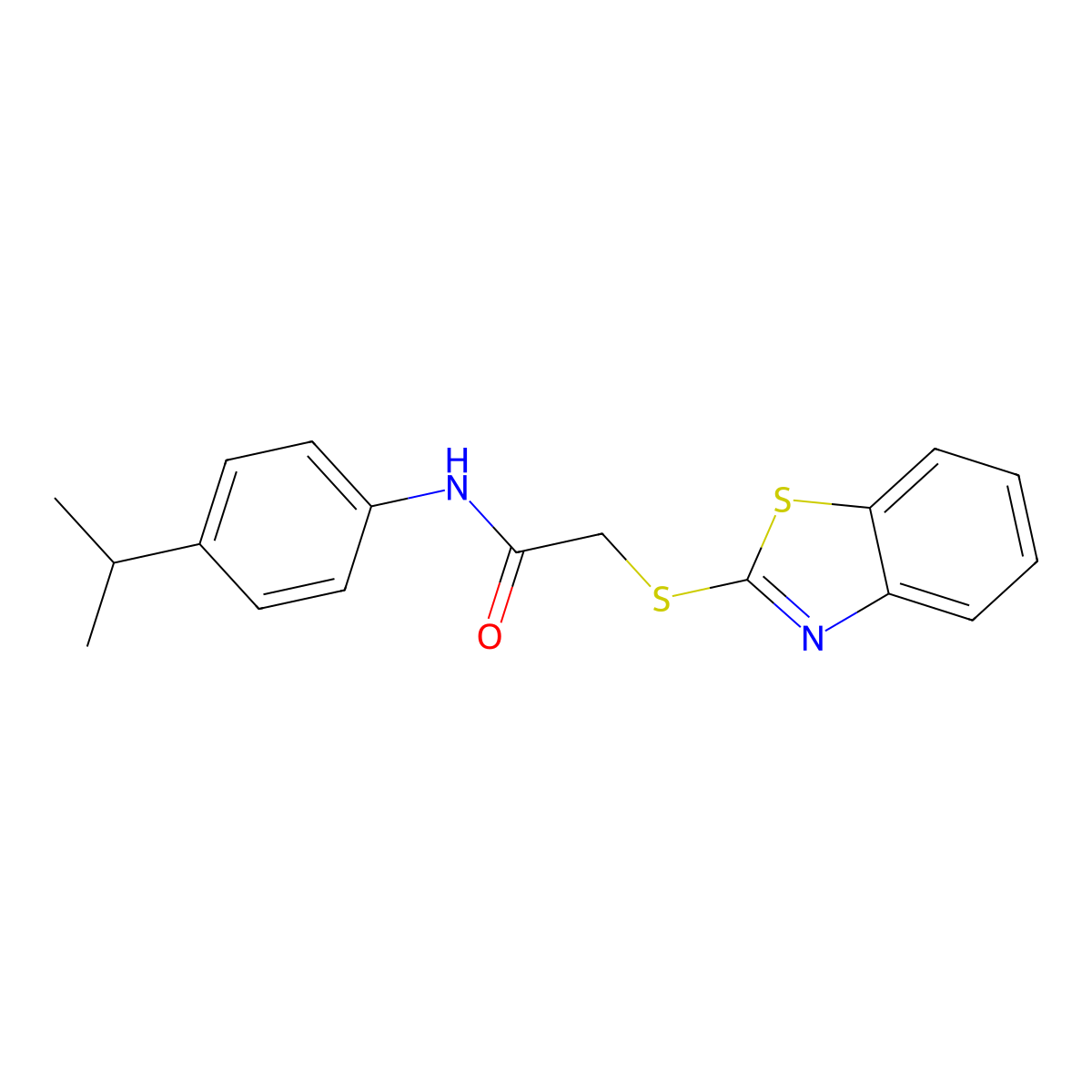 2-(1,3-Benzothiazol-2-ylsulfanyl)-N-(4-isopropylphenyl)acetamide molecular structure, CAS 386765-07-7