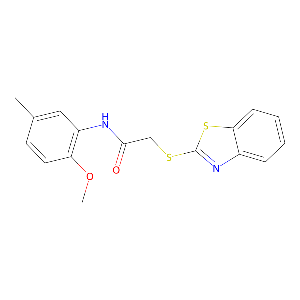 2-(1,3-benzothiazol-2-ylsulfanyl)-N-(2-methoxy-5-methylphenyl)acetamide molecular structure, CAS 386765-12-4