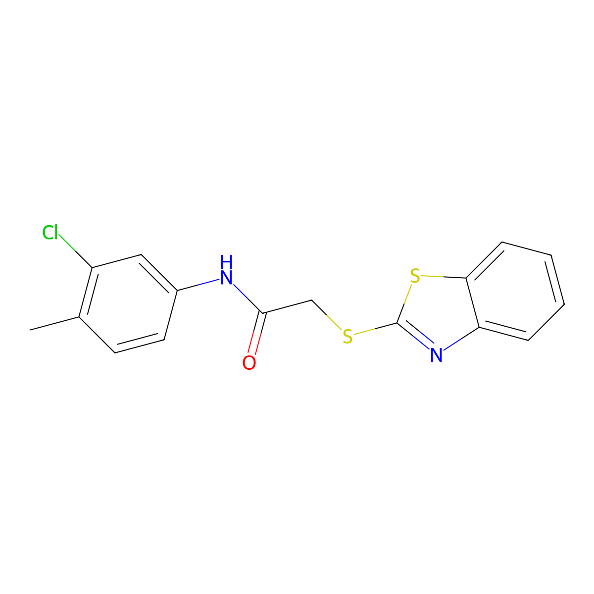 2-(1,3-benzothiazol-2-ylsulfanyl)-N-(3-chloro-4-methylphenyl)acetamide molecular structure, CAS 386765-18-0