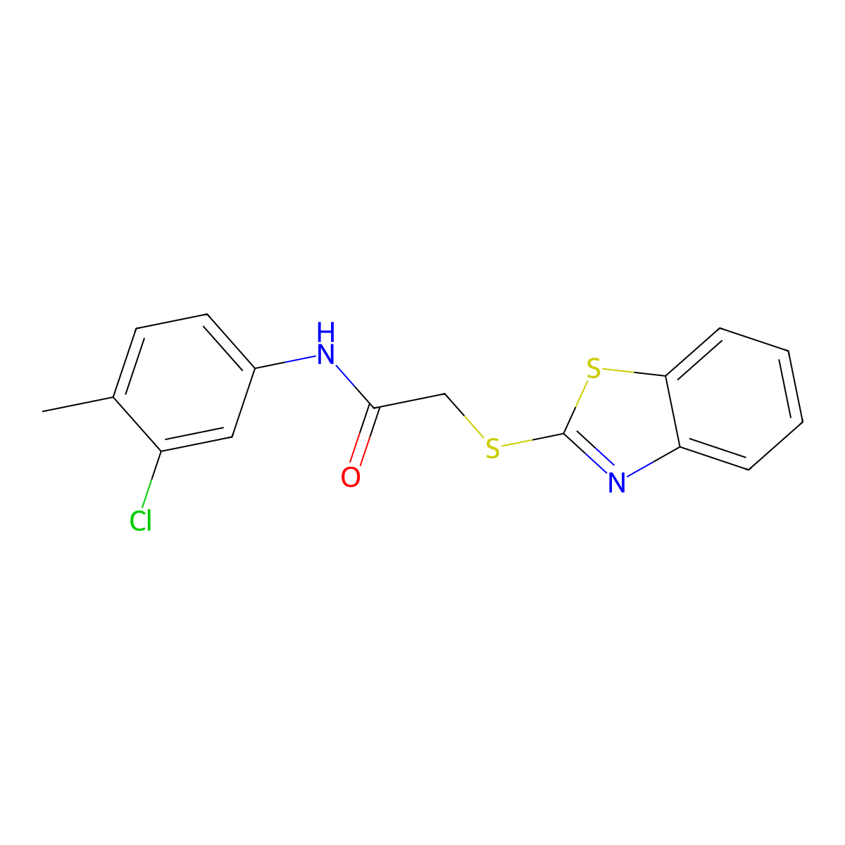 2-(1,3-benzothiazol-2-ylsulfanyl)-N-(3-chloro-4-methylphenyl)acetamide molecular structure, CAS 386765-18-0