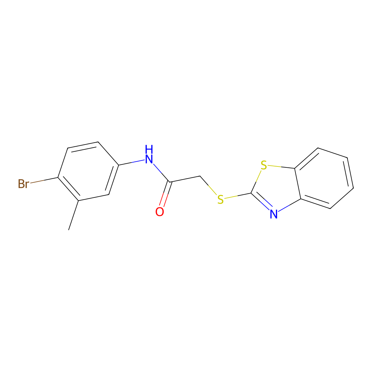 2-(1,3-benzothiazol-2-ylsulfanyl)-N-(4-bromo-3-methylphenyl)acetamide molecular structure, CAS 386765-20-4