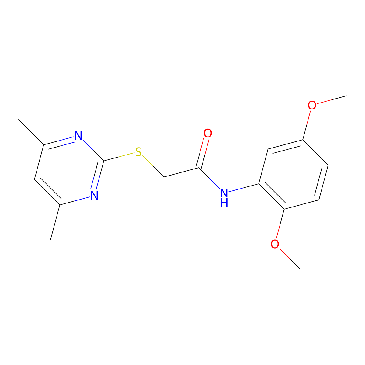 N-(2,5-dimethoxyphenyl)-2-[(4,6-dimethylpyrimidin-2-yl)sulfanyl]acetamide molecular structure, CAS 386765-86-2