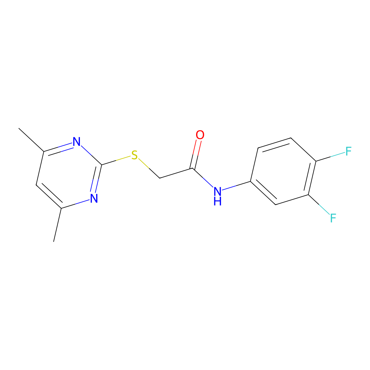 N-(3,4-difluorophenyl)-2-[(4,6-dimethylpyrimidin-2-yl)sulfanyl]acetamide molecular structure, CAS 386765-99-7