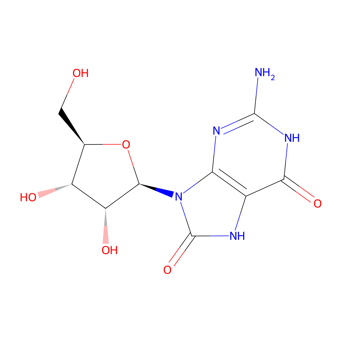 8-Hydroxyguanosine molecular structure, CAS 3868-31-3