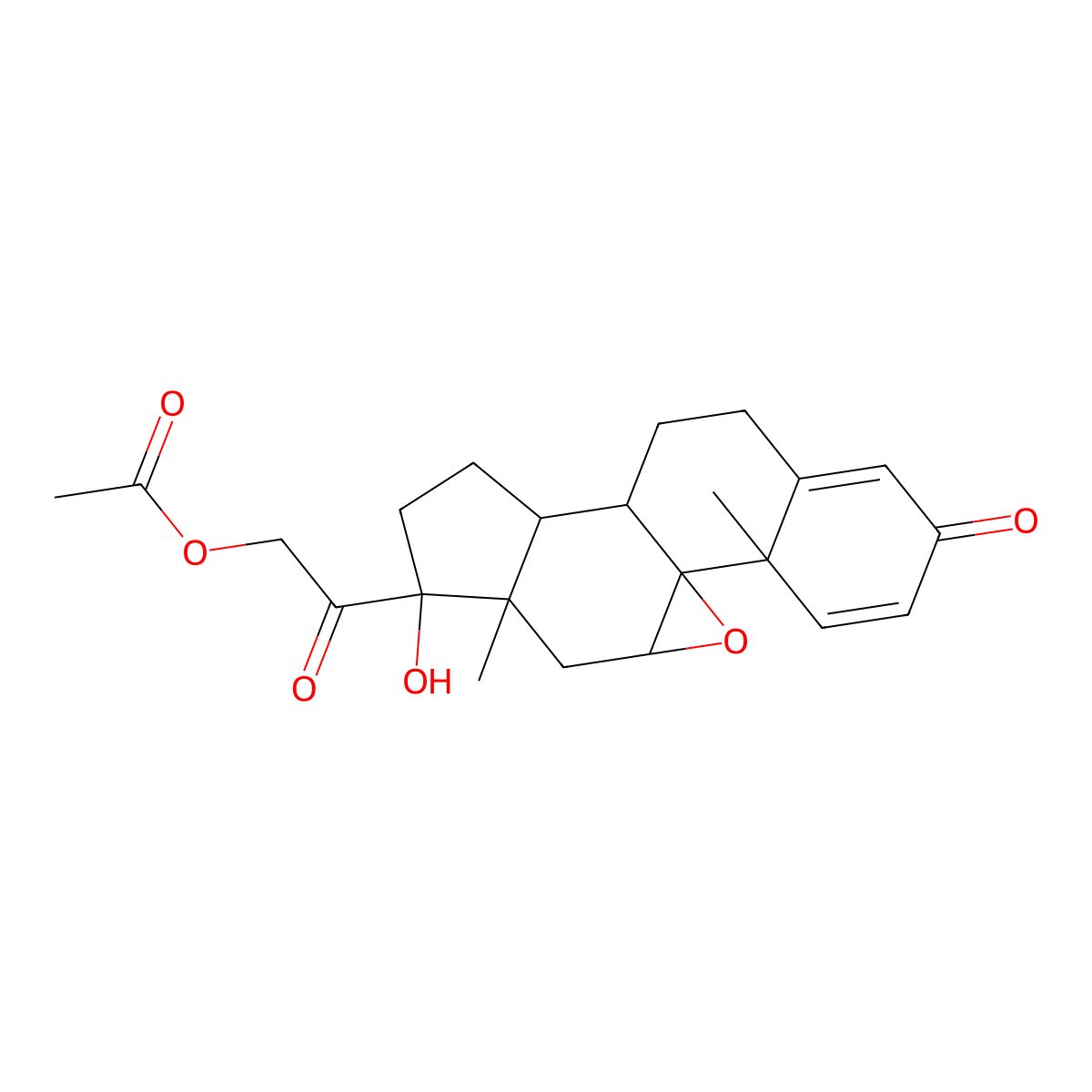 9beta,11beta-Epoxy-17,21-dihydroxypregna-1,4-diene-3,20-dione 21-acetate molecular structure, CAS 38680-83-0