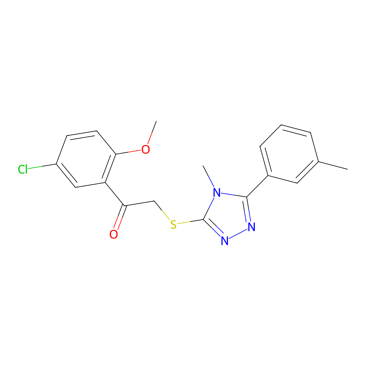 1-(5-Chloro-2-methoxyphenyl)-2-{[4-methyl-5-(3-methylphenyl)-4H-1,2,4-triazol-3-yl]sulfanyl}ethan-1-one molecular structure, CAS 3869-02-1