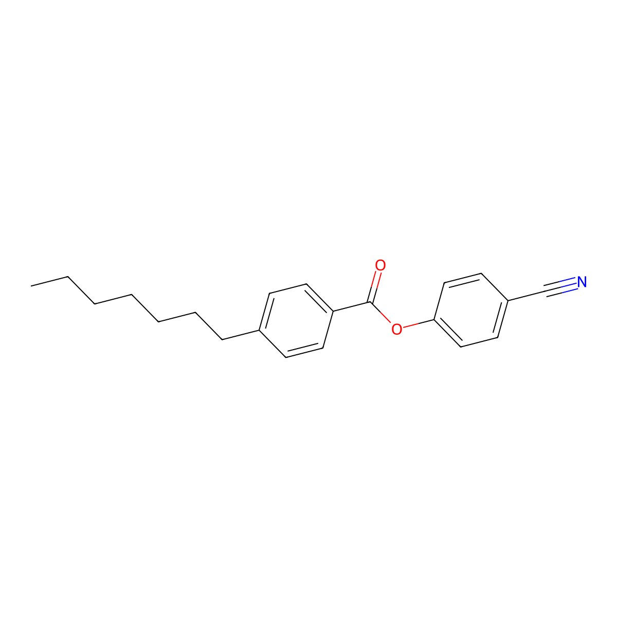 Benzoic acid, 4-heptyl-, 4-cyanophenyl ester molecular structure, CAS 38690-76-5