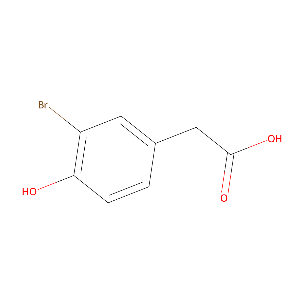 3-Bromo-4-hydroxyphenylacetic acid molecular structure, CAS 38692-80-7