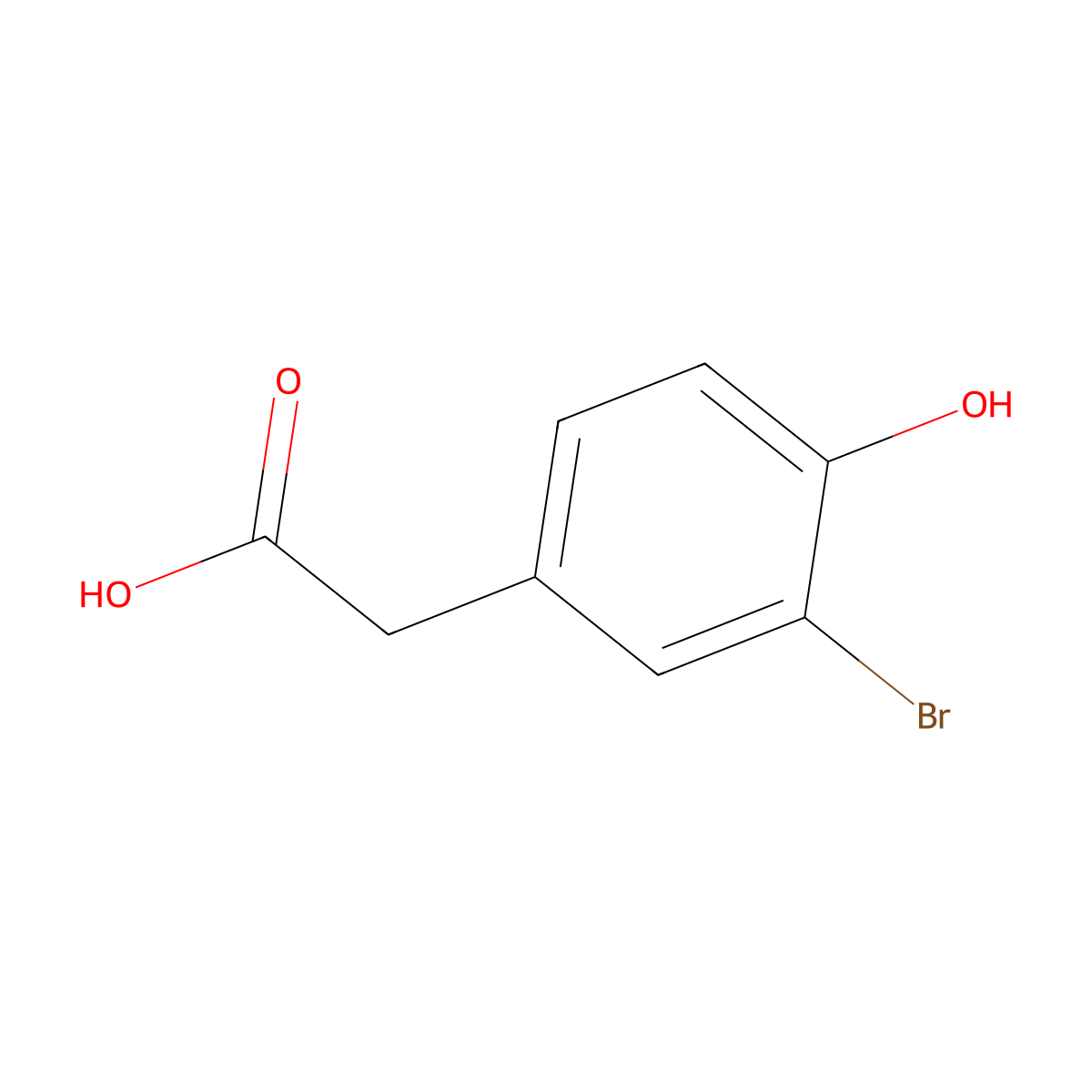 3-Bromo-4-hydroxyphenylacetic acid molecular structure, CAS 38692-80-7