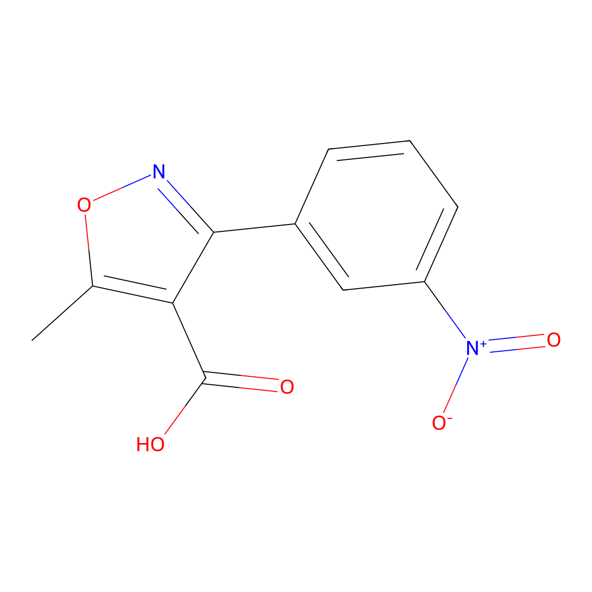 5-Methyl-3-(3-nitrophenyl)-1,2-oxazole-4-carboxylic acid molecular structure, CAS 38694-05-2