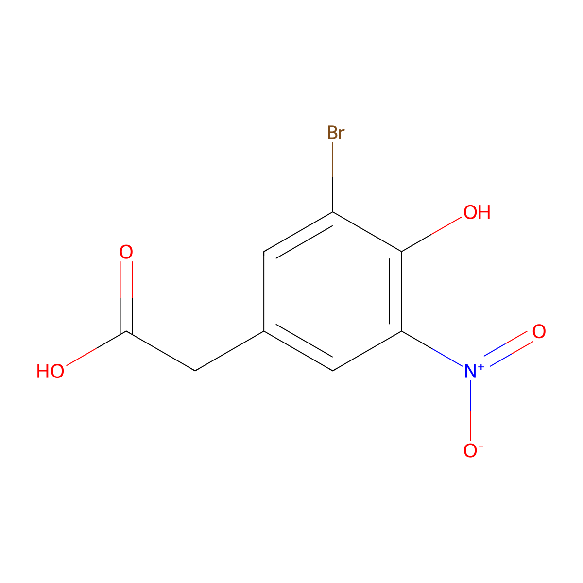 (3-Bromo-4-hydroxy-5-nitrophenyl)acetic acid molecular structure, CAS 38694-44-9