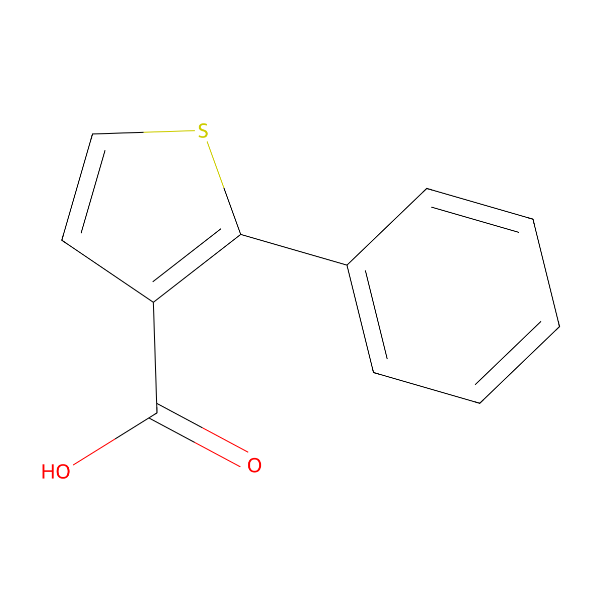 2-Phenylthiophene-3-carboxylic acid molecular structure, CAS 38695-73-7