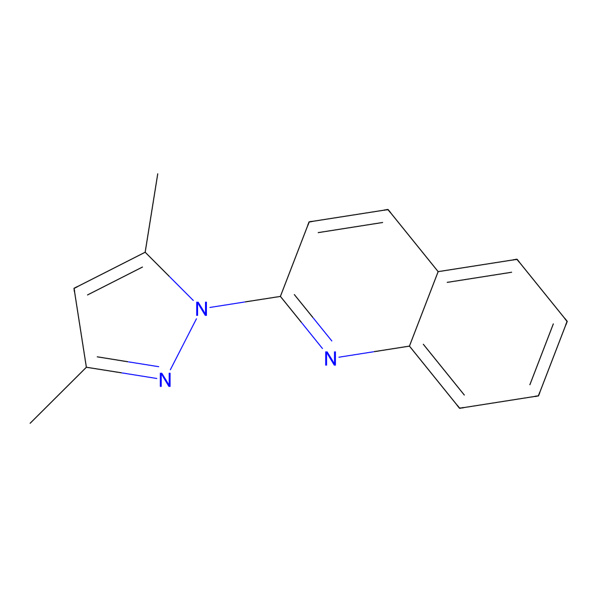 2-(3,5-dimethyl-1H-pyrazol-1-yl)quinoline molecular structure, CAS 38696-04-7