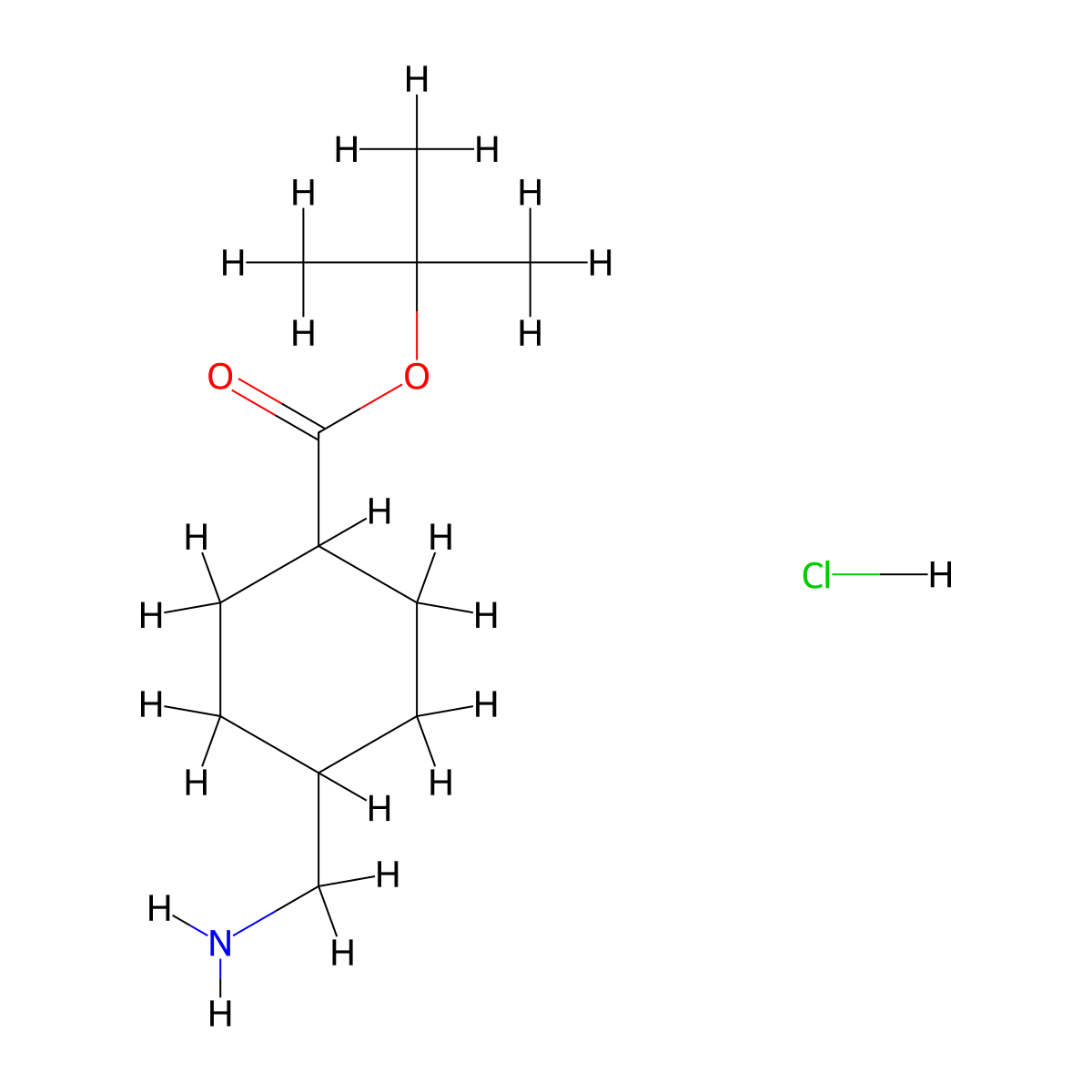 tert-butyl (1R,4R)-4-(aminomethyl)cyclohexane-1-carboxylate hydrochloride molecular structure, CAS 38698-16-7