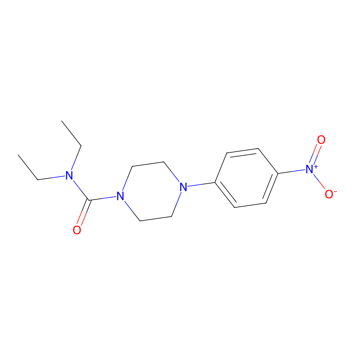 N,N-diethyl-4-(4-nitrophenyl)piperazine-1-carboxamide molecular structure, CAS 38698-29-2