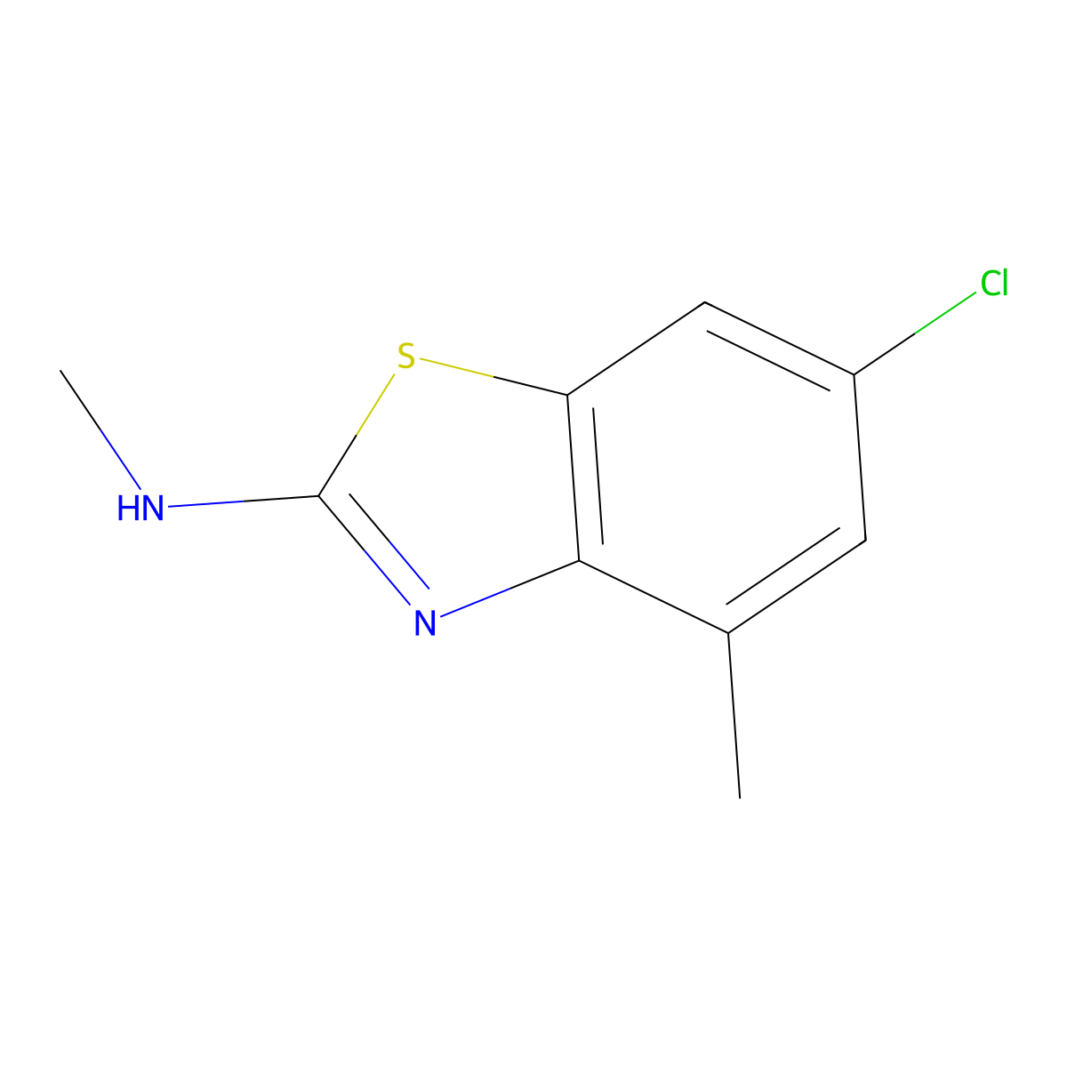 2-Benzothiazolamine, 6-chloro-N,4-dimethyl- molecular structure, CAS 38705-70-3