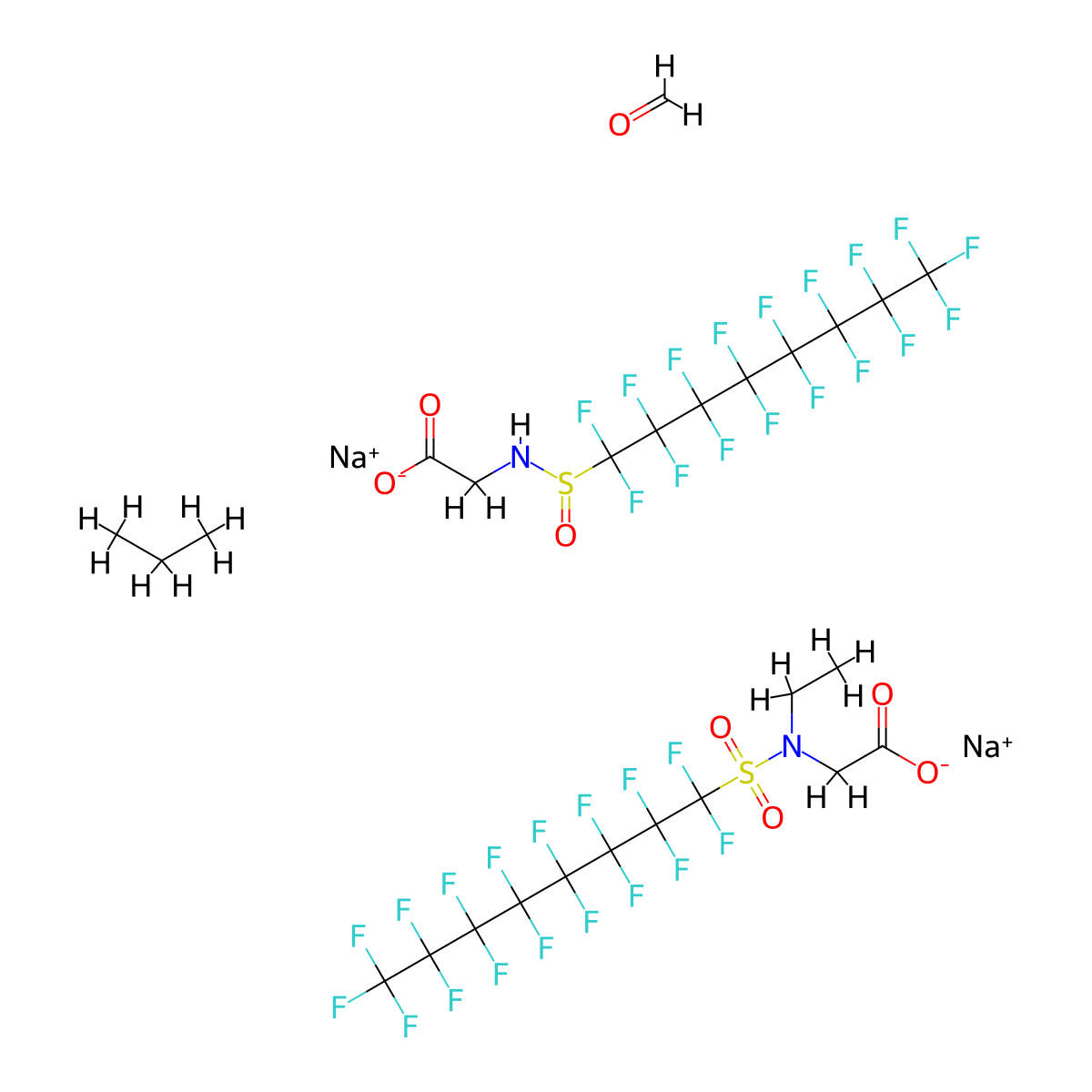 Sodium N-ethyl-N-[(heptadecafluorooctyl)sulphonyl]glycinate molecular structure, CAS 3871-50-9