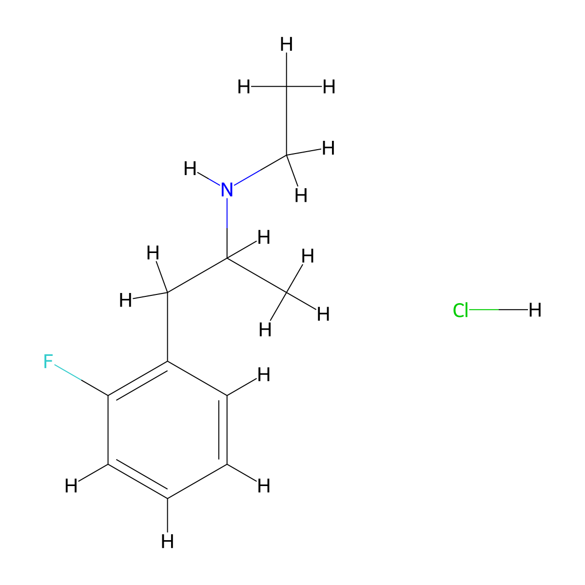N-ethyl-2-fluoro-alpha-methyl-benzeneethanamine,monohydrochloride molecular structure, CAS 3871-89-4