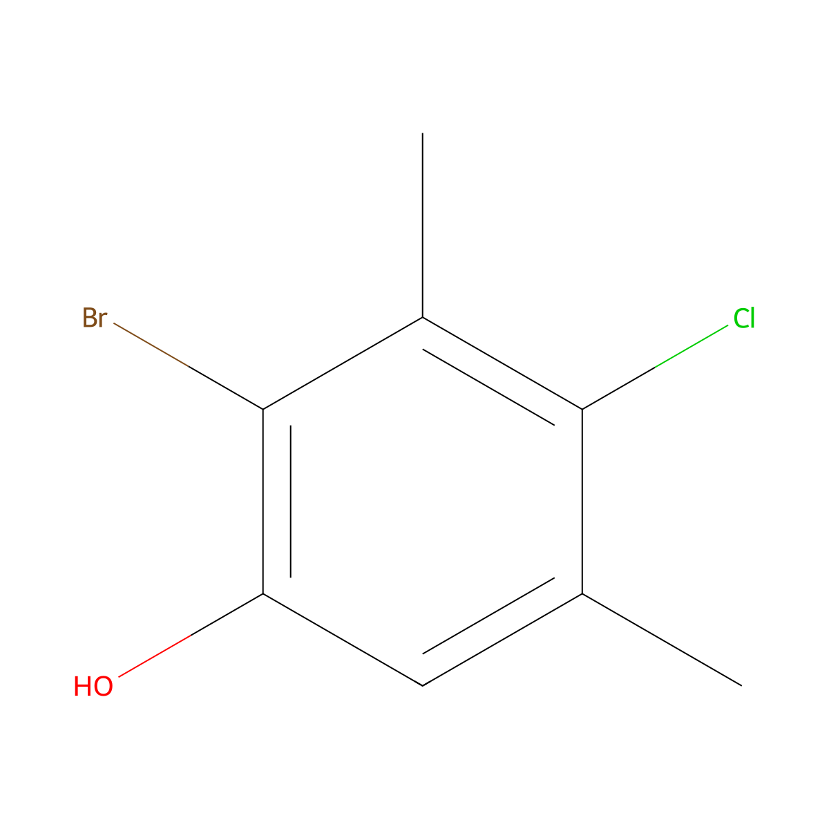 2-Bromo-4-chloro-3,5-dimethylphenol molecular structure, CAS 38730-40-4