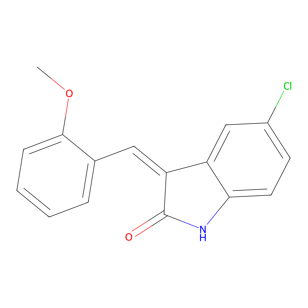5-Chloro-3-(2-methoxybenzylidene)indolin-2-one molecular structure, CAS 387343-49-9