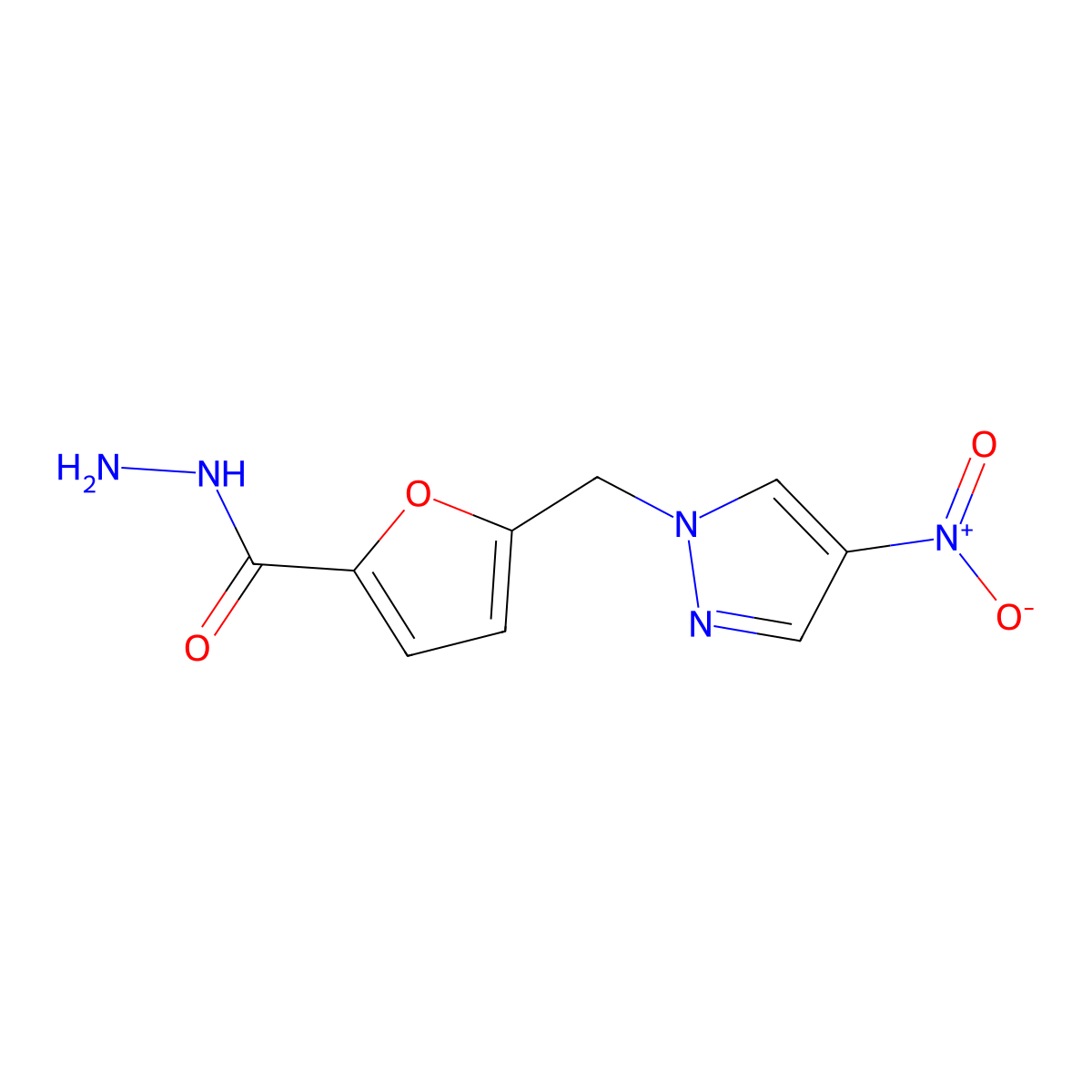 5-[(4-nitro-1H-pyrazol-1-yl)methyl]-2-furohydrazide molecular structure, CAS 387344-74-3