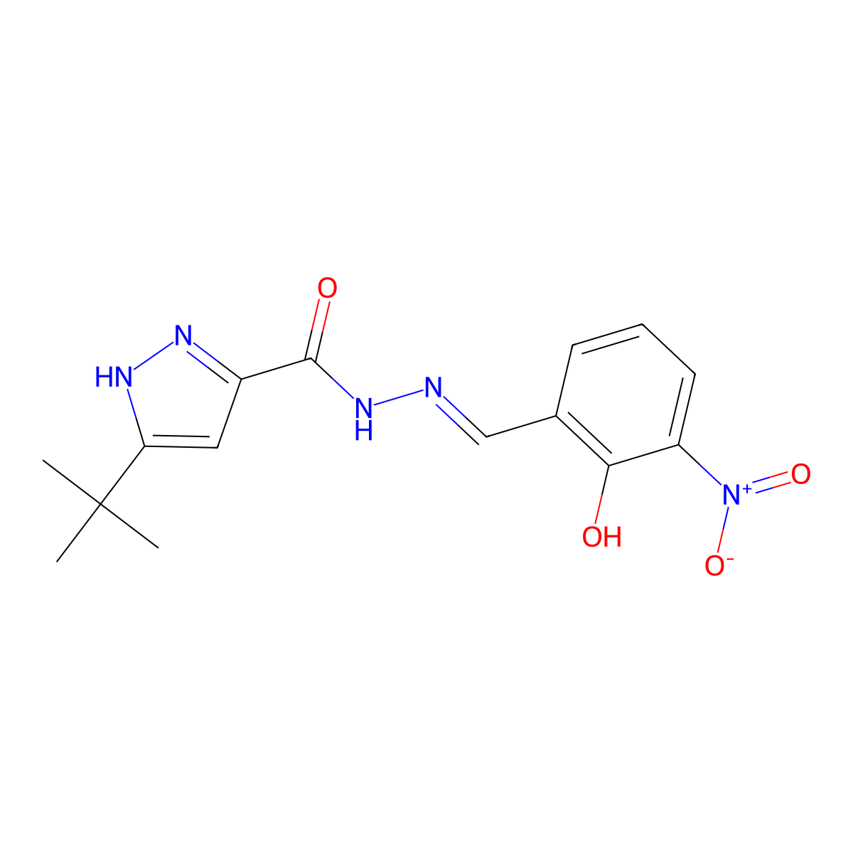 5-(1,1-Dimethylethyl)-1H-pyrazole-3-carboxylic acid 2-[(2-hydroxy-3-nitrophenyl)methylene]hydrazide molecular structure, CAS 387344-76-5