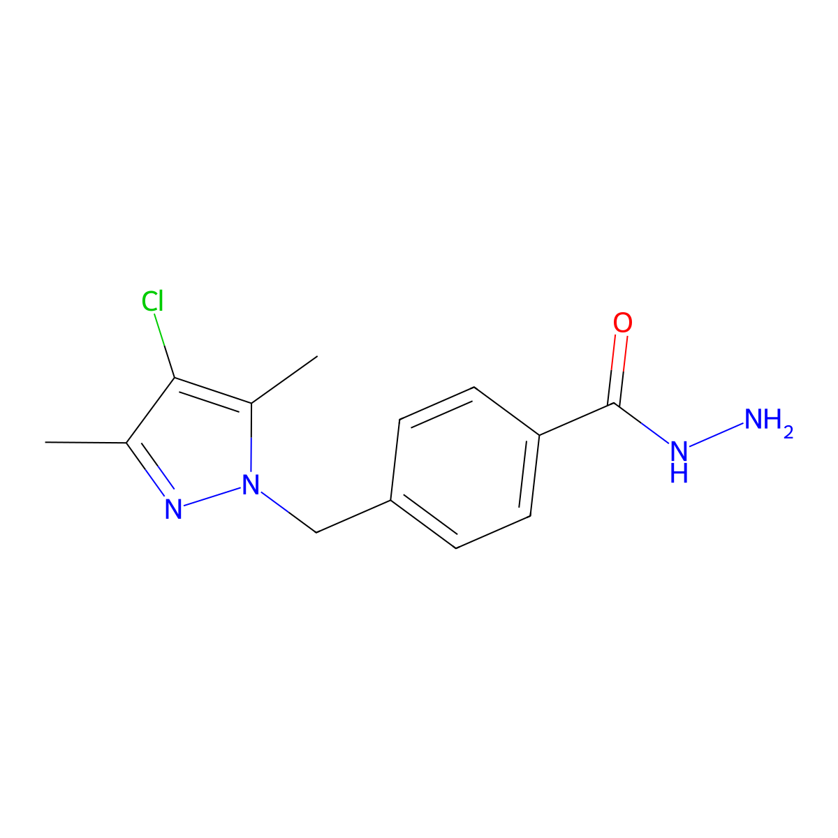 4-[(4-chloro-3,5-dimethyl-1H-pyrazol-1-yl)methyl]benzohydrazide molecular structure, CAS 387344-94-7