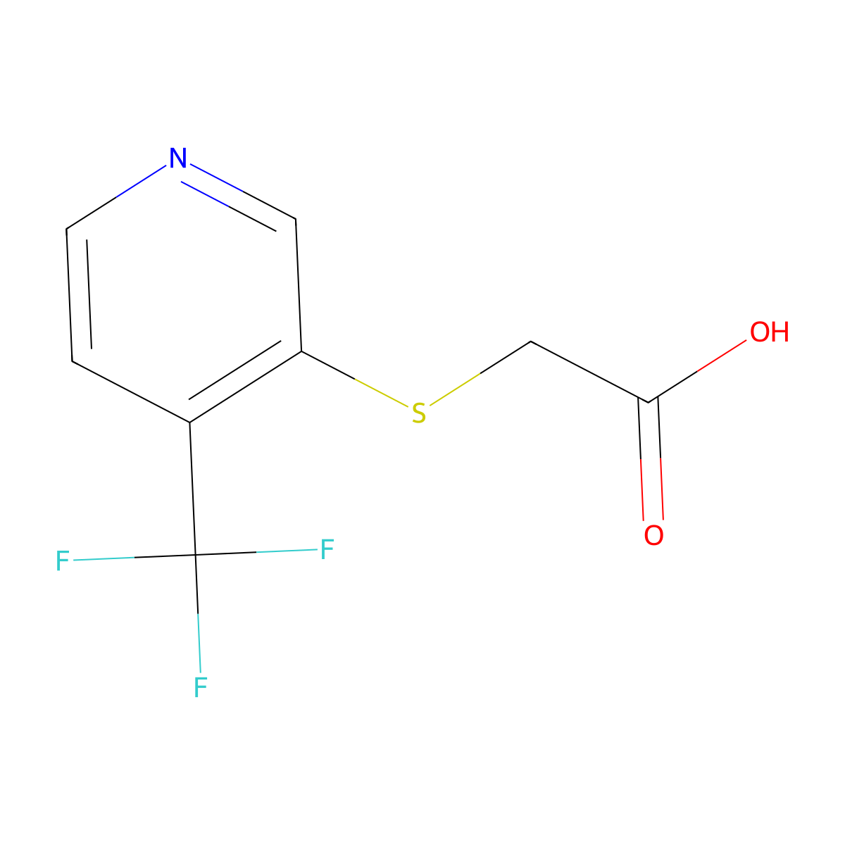 ((4-(Trifluoromethyl)pyridin-3-yl)thio)acetic acid molecular structure, CAS 387350-44-9