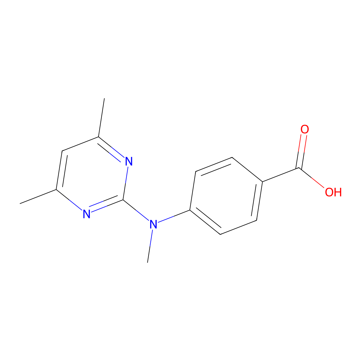 4-((4,6-Dimethylpyrimidin-2-yl)(methyl)amino)benzoic acid molecular structure, CAS 387350-50-7