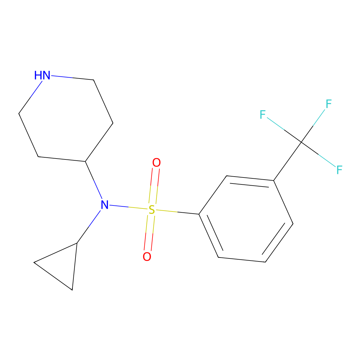 N-Cyclopropyl-N-piperidin-4-yl-3-(trifluoromethyl)benzenesulfonamide molecular structure, CAS 387350-79-0
