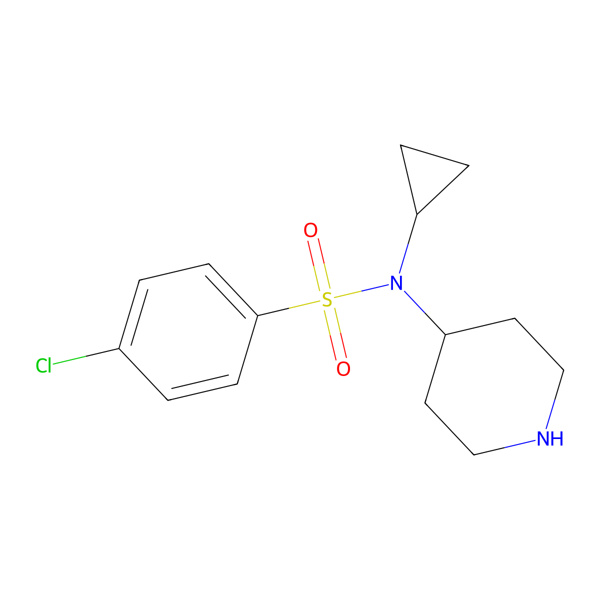 4-Chloro-N-cyclopropyl-N-piperidin-4-ylbenzenesulfonamide molecular structure, CAS 387350-81-4