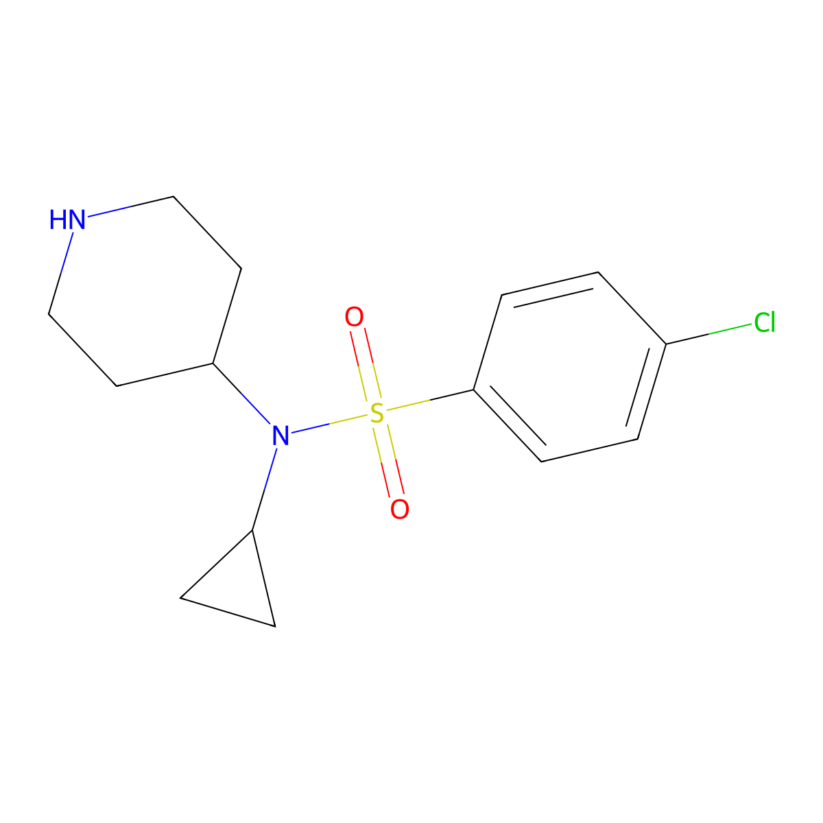 4-Chloro-N-cyclopropyl-N-piperidin-4-ylbenzenesulfonamide molecular structure, CAS 387350-81-4