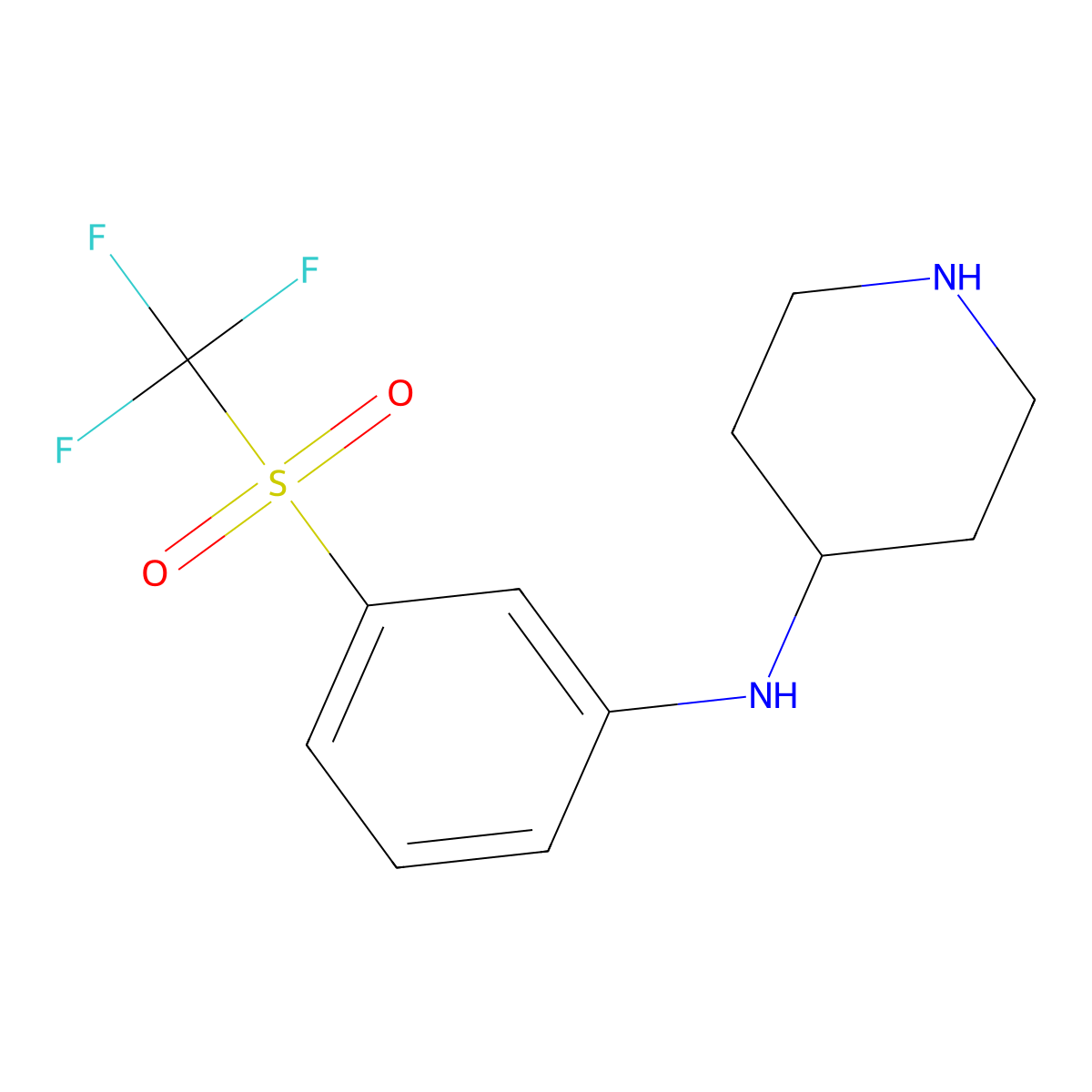 N-(3-((trifluoromethyl)sulfonyl)phenyl)piperidin-4-amine molecular structure, CAS 387350-88-1