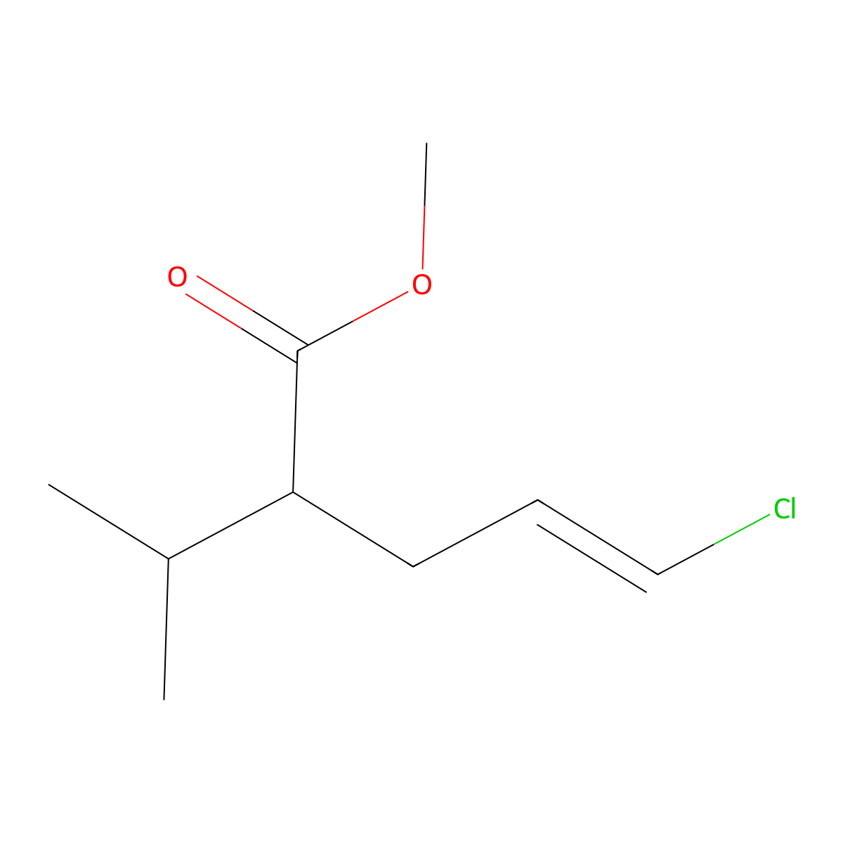 methyl (S,E)-5-chloro-2-isopropylpent-4-enoate molecular structure, CAS 387353-77-7