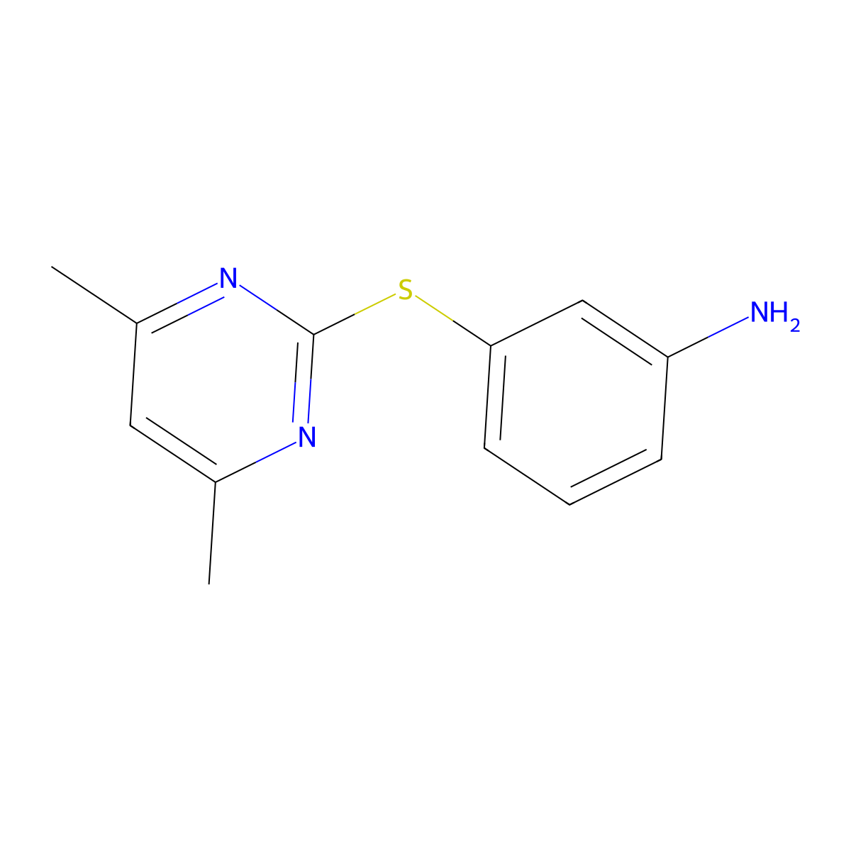 3-[(4,6-Dimethylpyrimidin-2-yl)thio]aniline molecular structure, CAS 387358-42-1