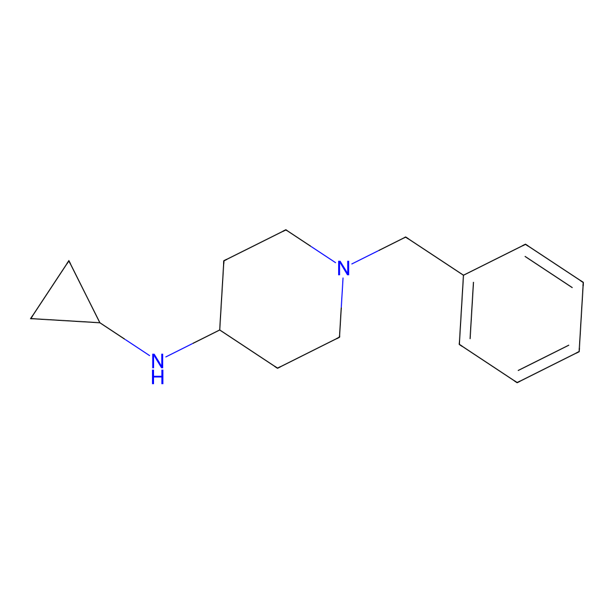 1-Benzyl-N-cyclopropylpiperidin-4-amine molecular structure, CAS 387358-47-6