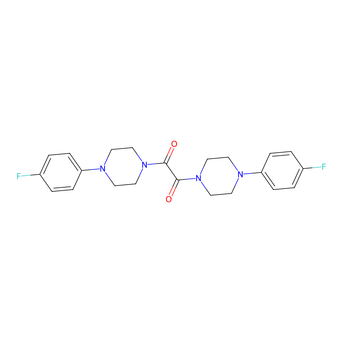 1-(4-Fluorophenyl)-4-((4-(4-fluorophenyl)-1-piperazinyl)(oxo)acetyl)piperazine molecular structure, CAS 387360-45-4