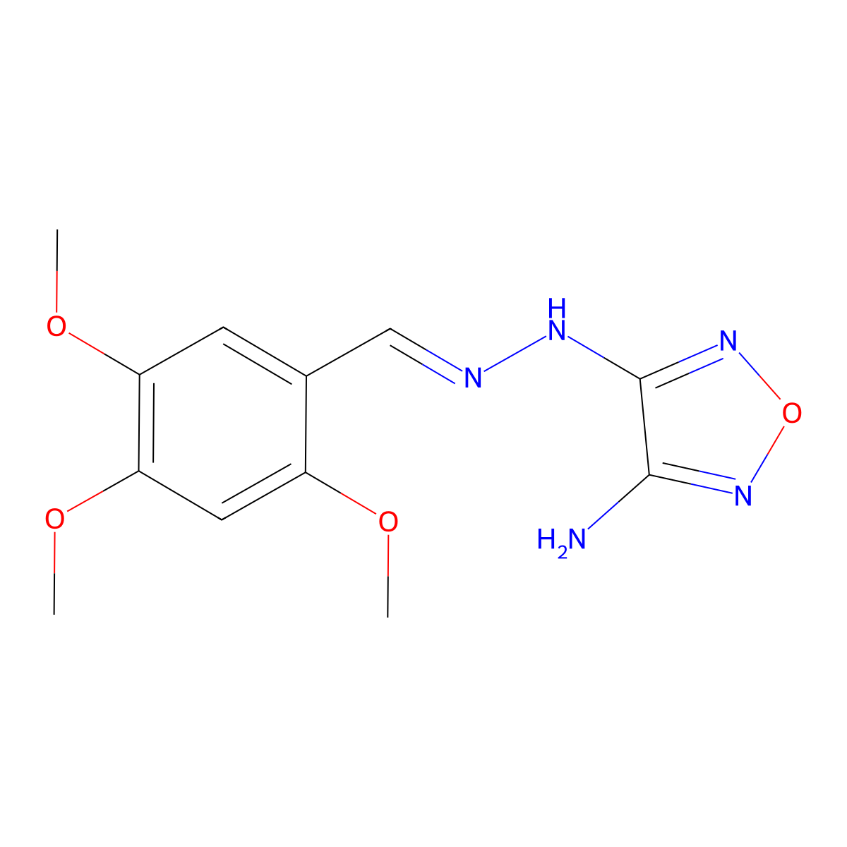 2,4,5-Trimethoxybenzaldehyde 2-(4-amino-1,2,5-oxadiazol-3-yl)hydrazone molecular structure, CAS 387361-58-2