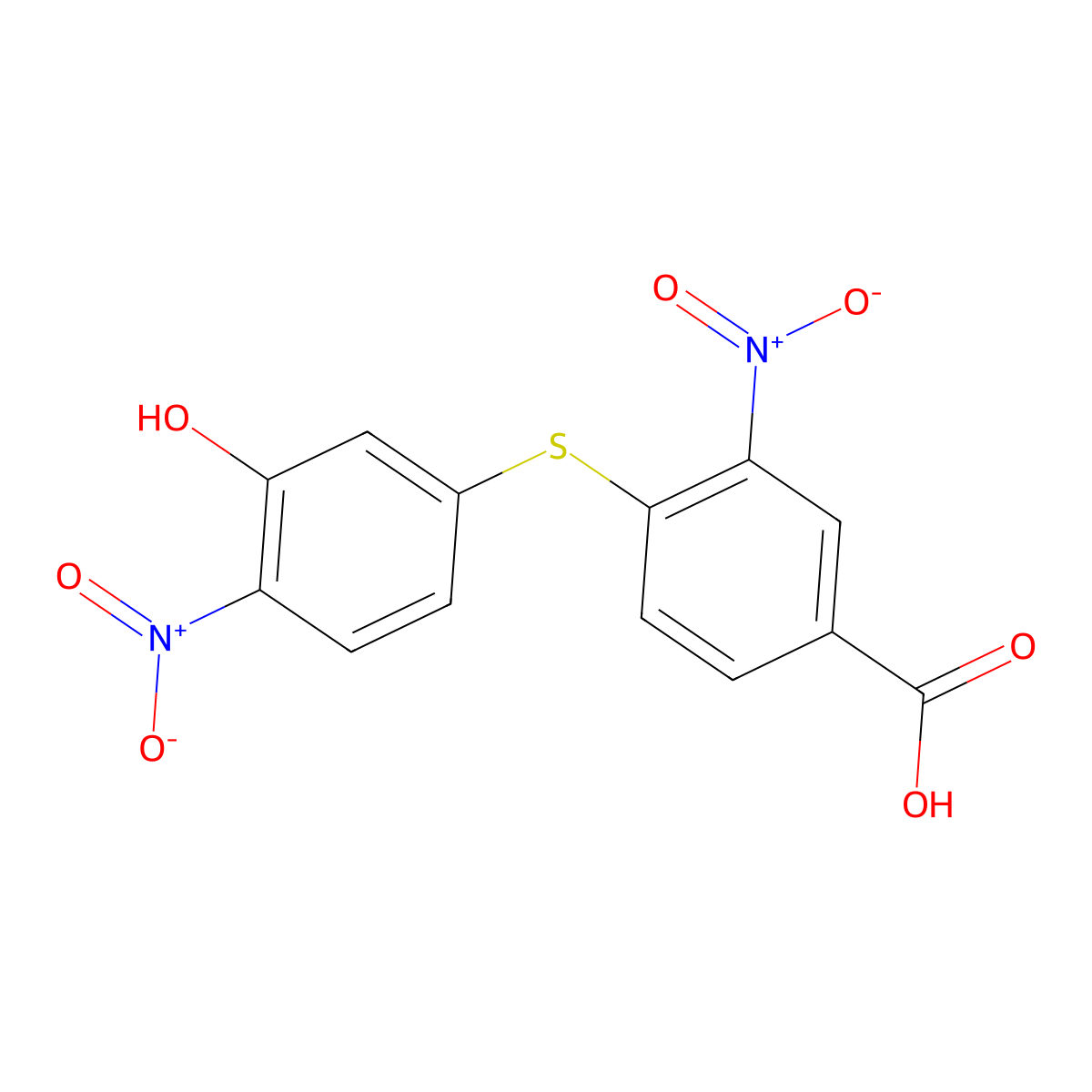 4-(3-Hydroxy-4-nitrophenylthio)-3-nitrobenzoic acid molecular structure, CAS 387364-13-8